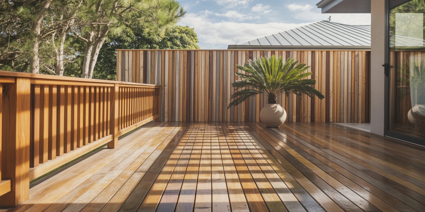 Fencing installation with wooden posts and panels